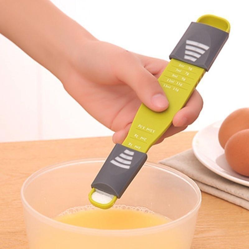 Kitchen Double End Eight Stalls Adjustable Scale Measuring Spoons Cooking Helper