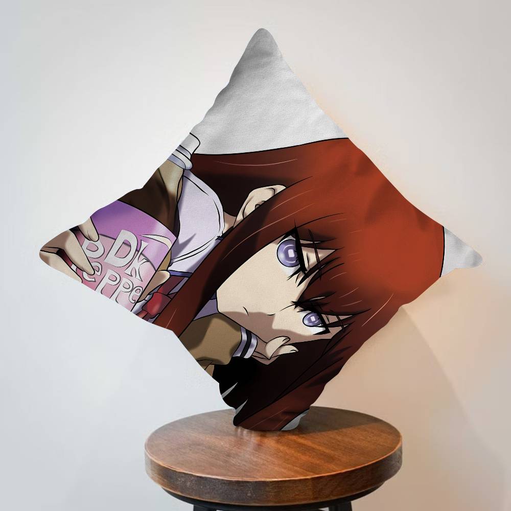 Anime Steins Gate Pillow Gift Home Office Decoration Bedroom Sofa Car Cushion Cover case x