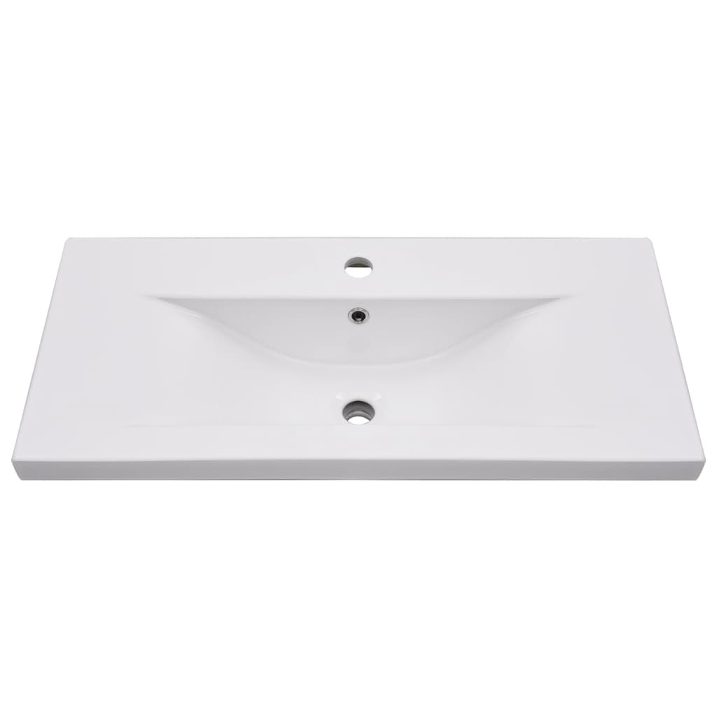 White Washbasin Cabinet with Built In Basin Wood Based Material