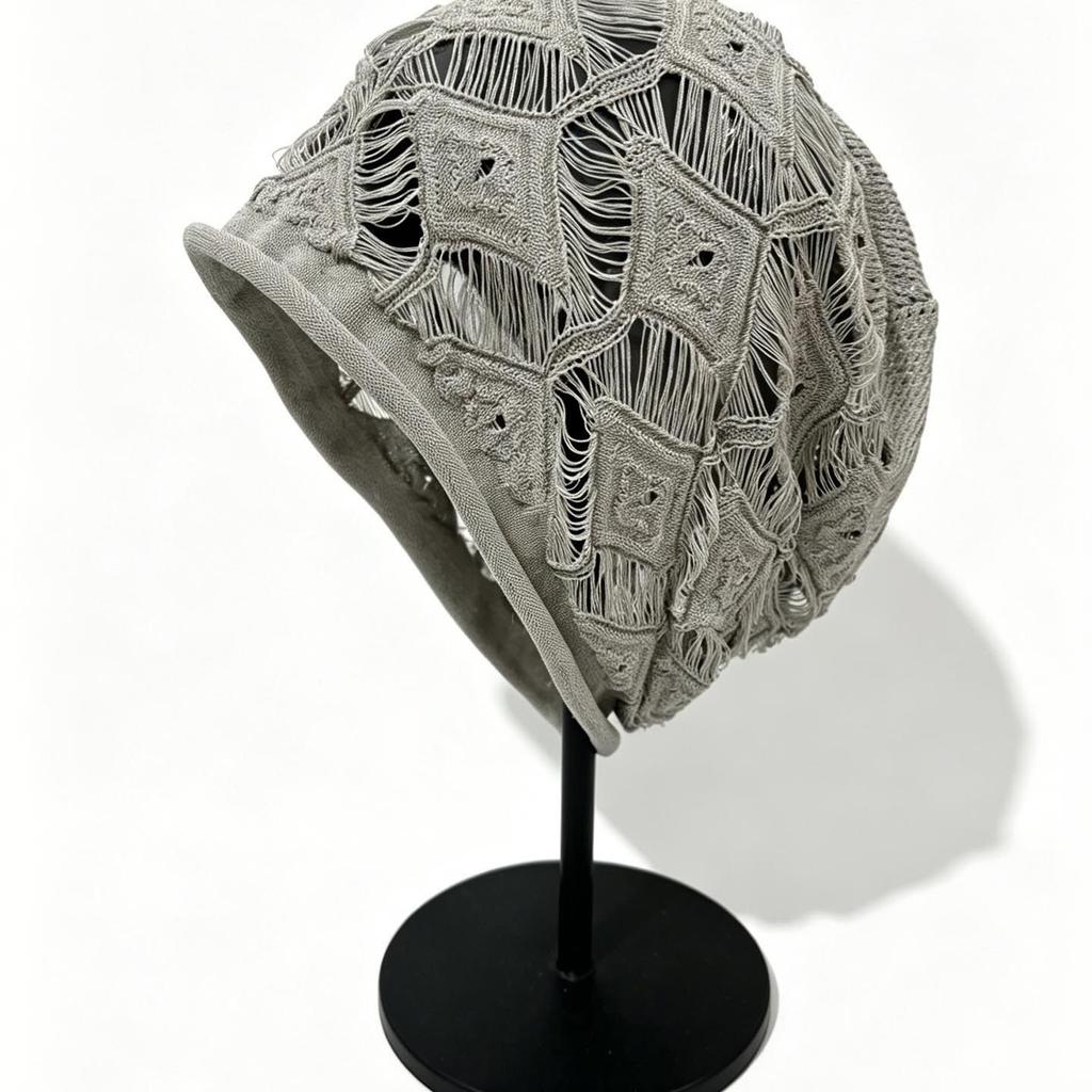 Retro literary and artistic crochet hole stacking hat men's and women's spring and summer thin breathable knitted cold hat fashionable headgear