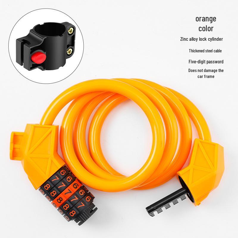Five-Digit Cross-Border Anti-Theft Bicycle Lock with Thickened Steel Cable and Bracket