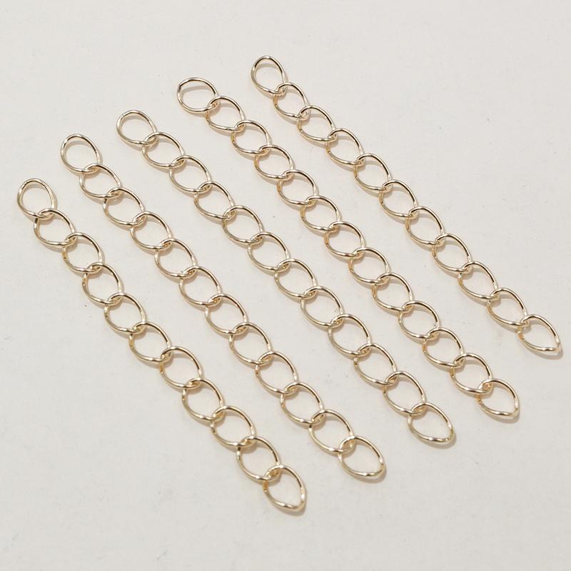 50pcs 50mm Length 3x2/4x3mm Necklace Extension Chain Bulk Tail Chains Extender For Bracelet DIY Jewelry Making Accessories