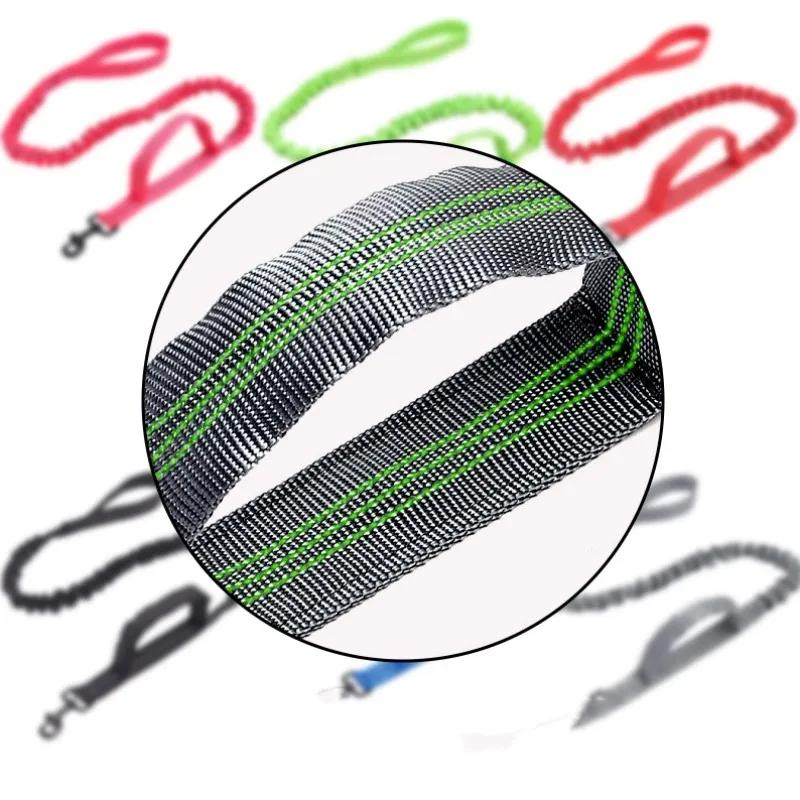 Dog Leash Double Handle Leashes for Dog Walking Reflective Dogs Chain Retractable Dogs Leash Nylon Elastic Chain for Pet Walker