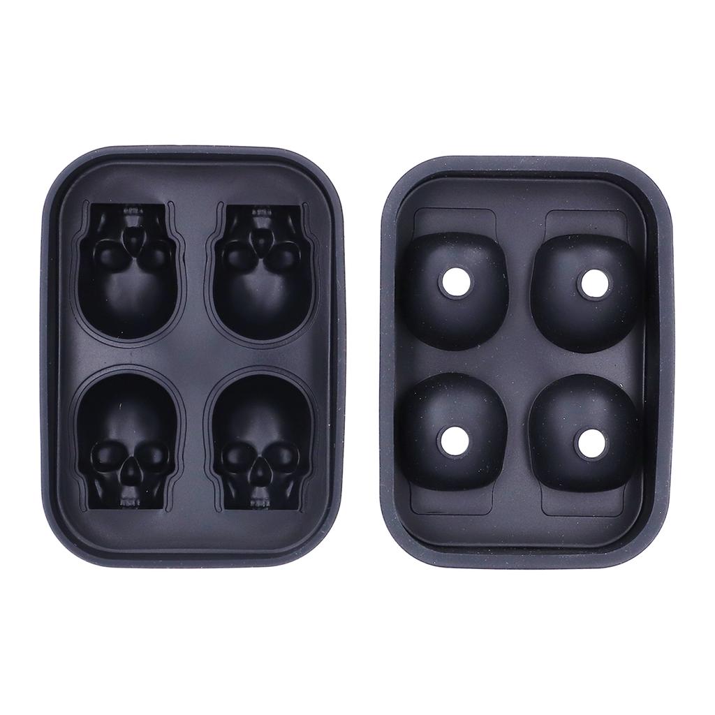 4 Přihrádky Forma na led Lebka Nepřilnavá Forma na výrobu ledových kostek pro Domácí Bar Restauraci