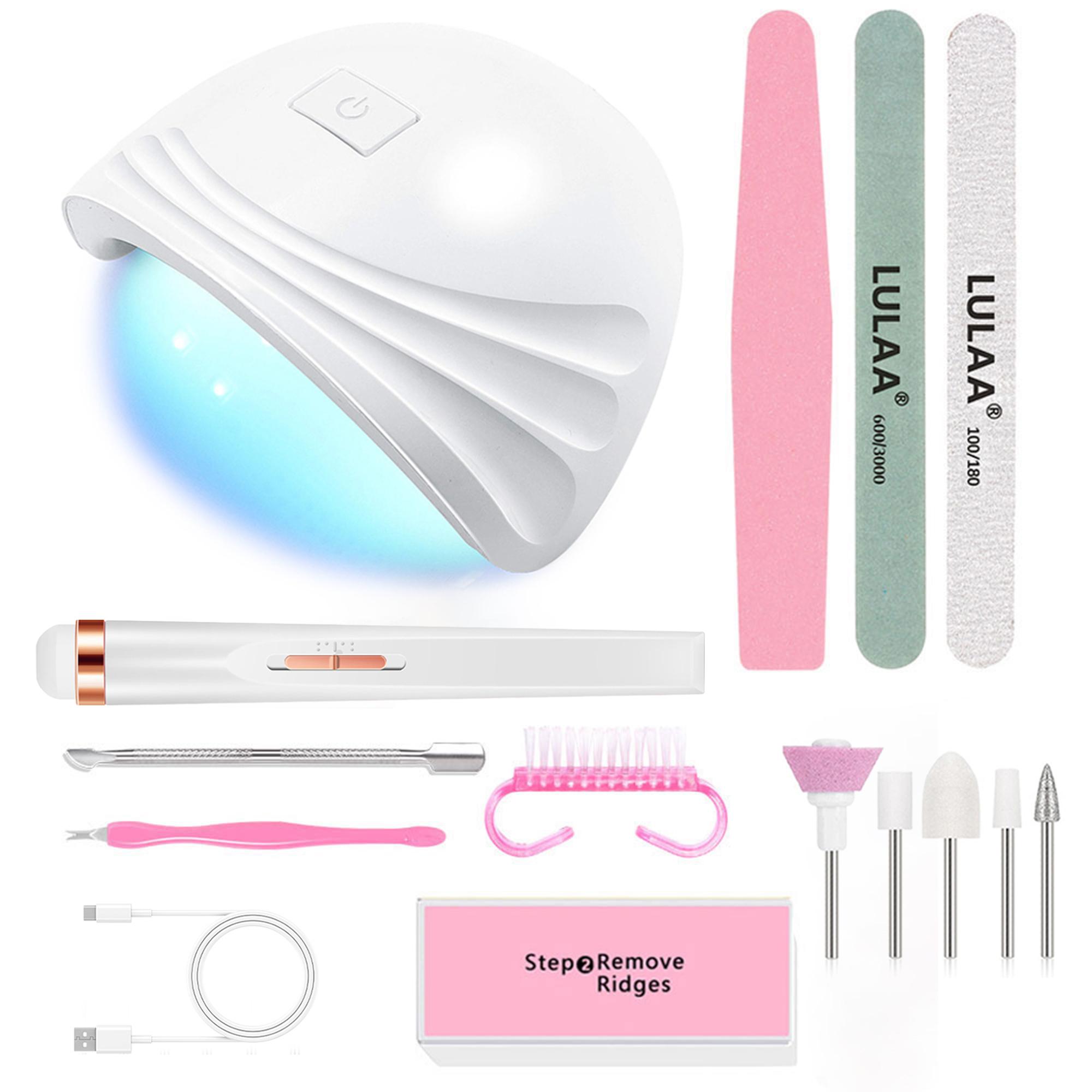 

Manicure Set Electric Nail Polish Drill Machine With Light Portable With Battery Electric Manicure Art Tools For Gel Remover білий