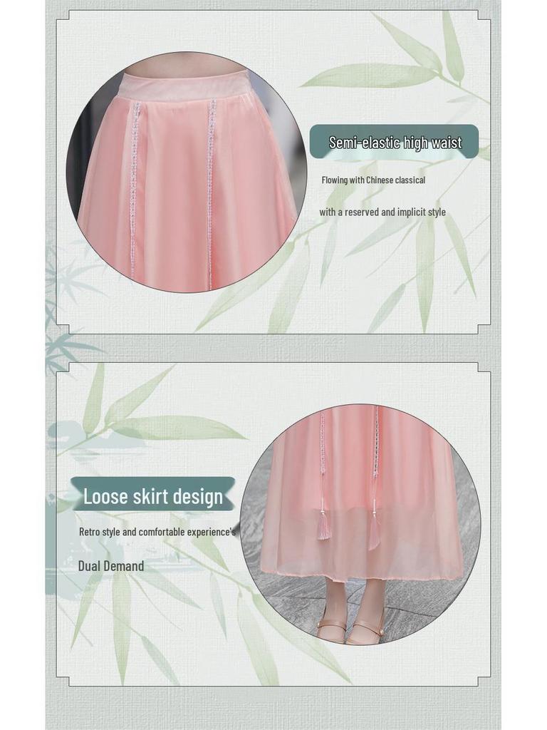 High-Quality Retro Chinese-Style Outfit: Oblique Lapel Stand Collar Top with Frog Buttons & Ethnic Skirt Set