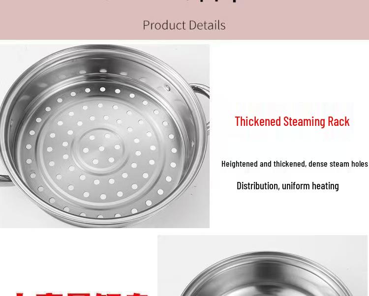 Mehrschichtiger Dampfgarer aus Edelstahl mit verdicktem Einsatz, 28 cm - Einzel-, Doppel- oder Dreifachschichtoptionen, Ideal für den Haushalt und als Geschenk