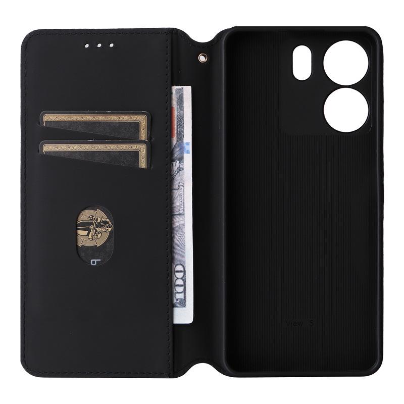 BLU View 5 Leather Phone Case with Card Slot and Magnetic Protective Cover