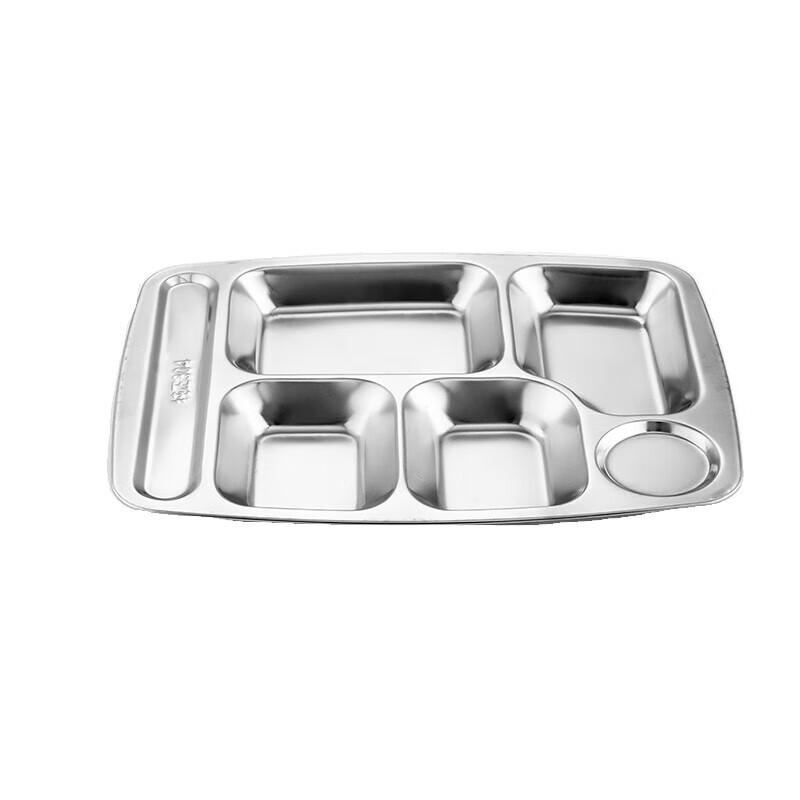 Thickened 304 Stainless Steel 6-Compartment Meal Tray