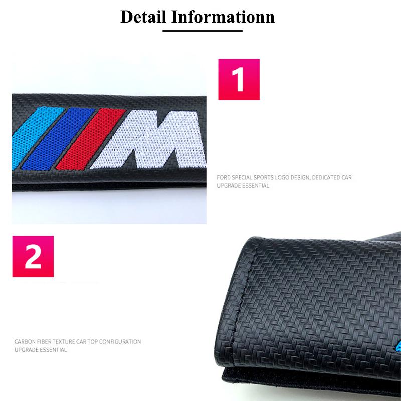 FA72pcs Carbon Leather Seat Belt Covers Car Accessories For BMW M E39 E46 E90 E60 F10 F20 F30 F34 F01 G20 G30 X1 X3 X5 X6 M3 M4 M5