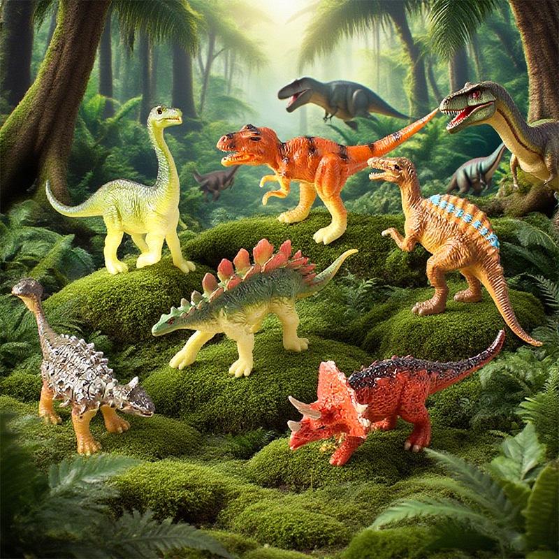 Mini Dinosaur Toy Set: Tyrannosaurus Rex, Brachiosaurus, Stegosaurus, Triceratops, and Dragon for Kids