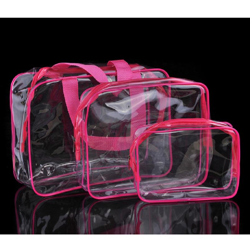 Customizable Transparent PVC Makeup Bag Set - Portable Summer Travel Cosmetic Organizer