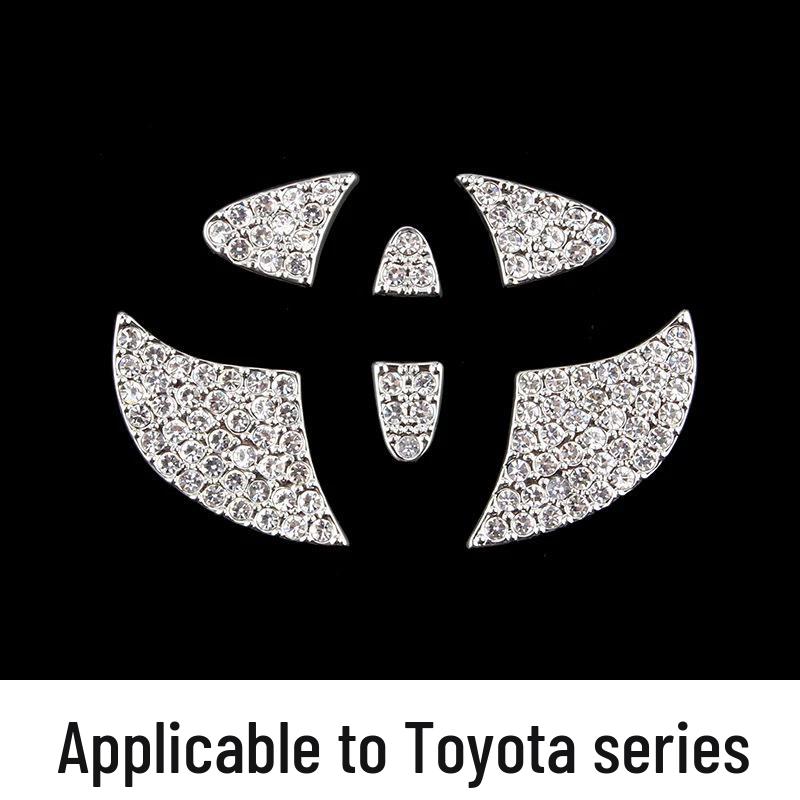 Naklejka z logo na kierownicę z cyrkoniami - Stylowa dekoracja wnętrza samochodu