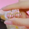 Exquisite Opal-Blumenkorb-Hängeohrringe für Damen Elegantes Design Mikrozirkonia-Fassung Party-Schmuck für junge Mädchen