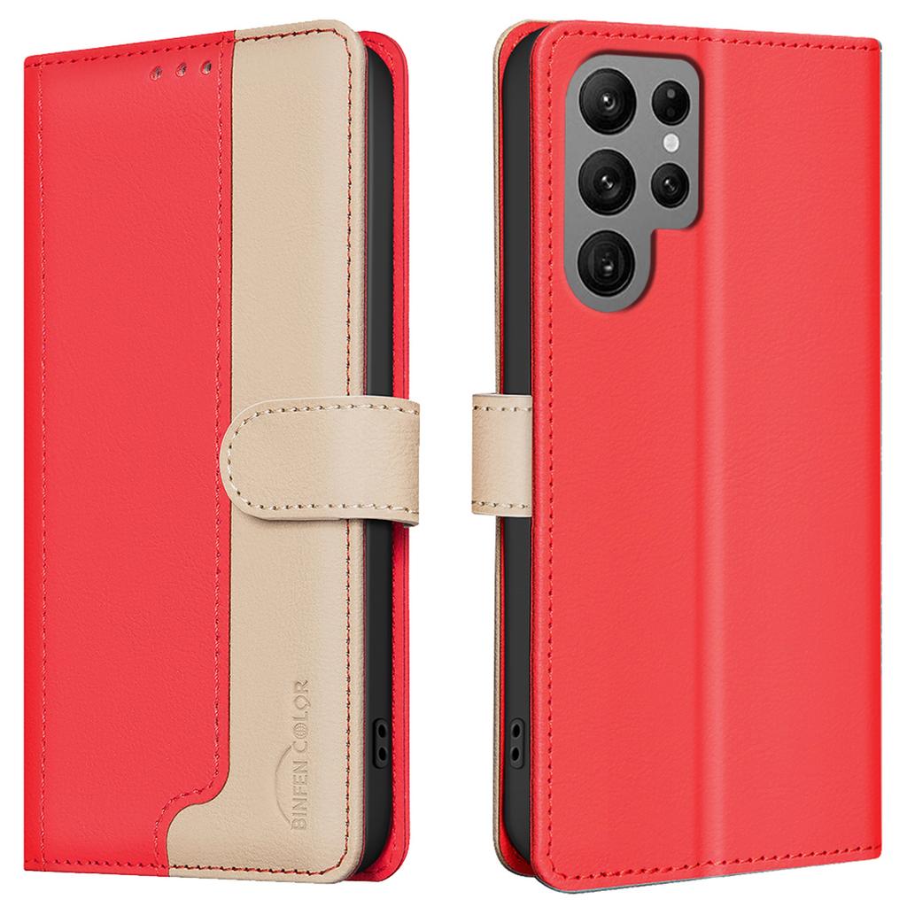 For Samsung Galaxy S23 Ultra Case Dual Color Leather Wallet Phone Cover
