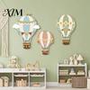 Creative Wall Ornament for Children 3Pcs Cute Hot Air Balloon Wooden Decor, Cloud Banner Nursery 3D Art Kids Room Hanging, Playroom Background Bedroom