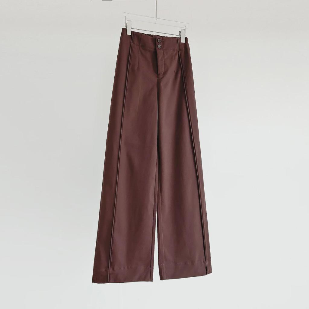 Dámské bavlněné plisované kalhoty s vysokým pasem a širokými nohavicemi, áčkového střihu - Prodlouží vaše nohy v ležérním francouzském stylu