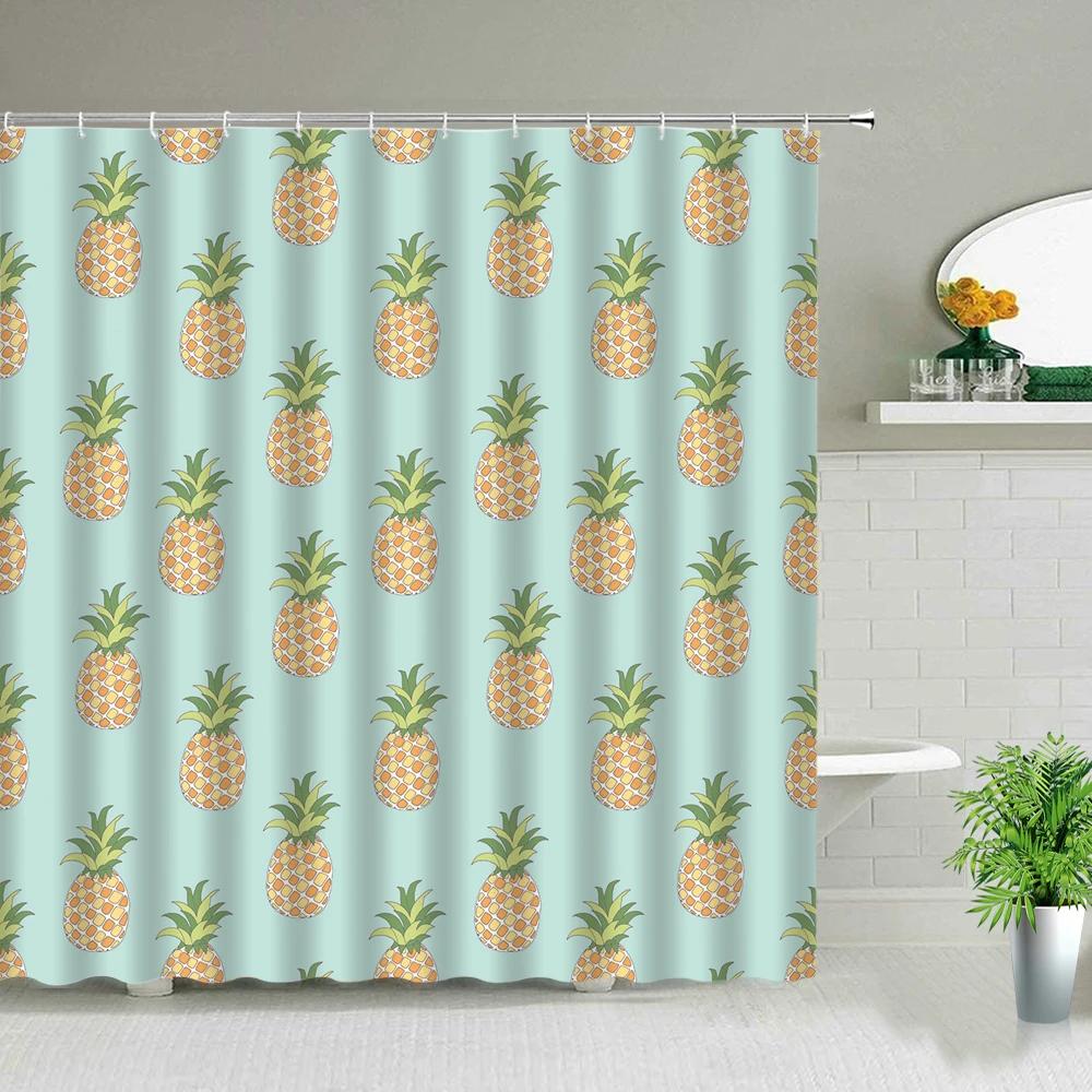Nordic Style Pineapple Art Shower Curtains Waterproof Bathroom Curtain Polyester Fabric Bath Bathtub Decor With Hooks Washable