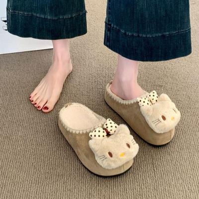 Sweet Birkenstocks Daily Bag Head Half Slippers Lace Lace Velvet Doll Cute Cotton Drag Soft Cute
