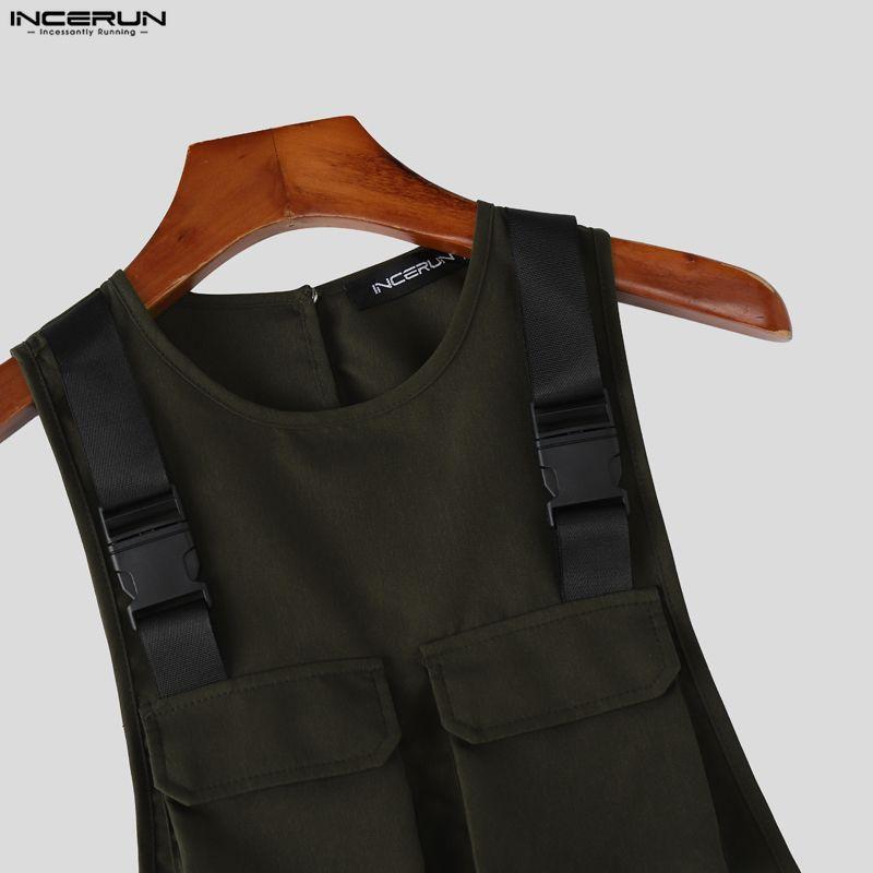 INCERUN Men Summer Sleeveless Big Cutout Casual Loose Tank Tops Outdoor Waistcoats