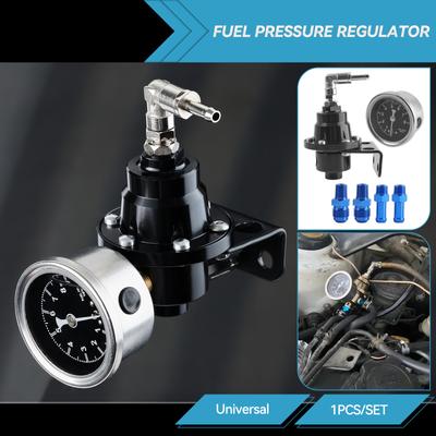 Universal Car Fuel Pressure Regulator Adjustable Oil Pressure Regulator with Gauge Fuel Superchargers for Car Fuel Supply Parts