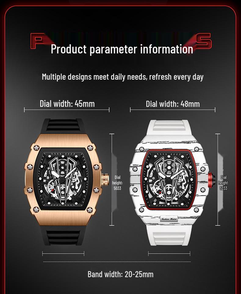 SANDA 7045 Men's Stylish Luminous Skeleton Quartz Wristwatch