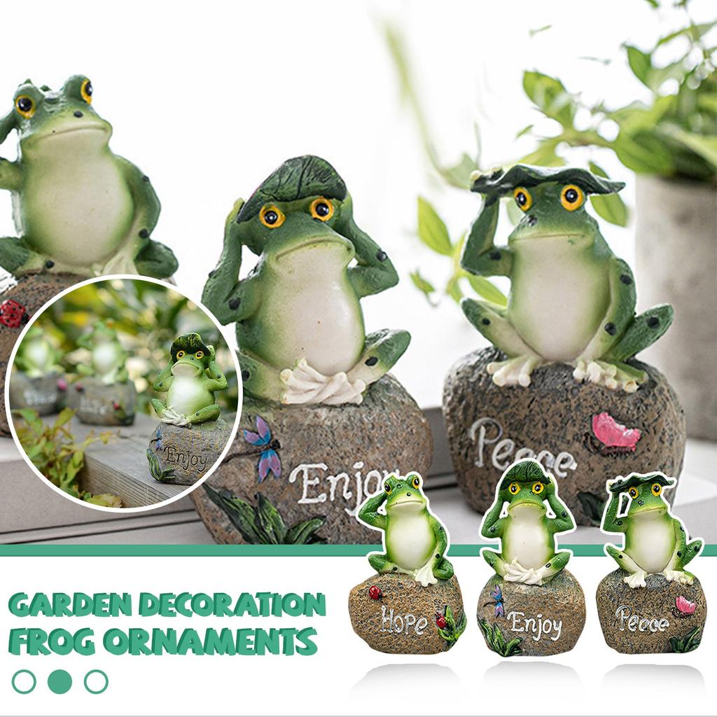 3PCS Resin Frogs Decoration Bookshelf Small  Home Garden Art Gift
