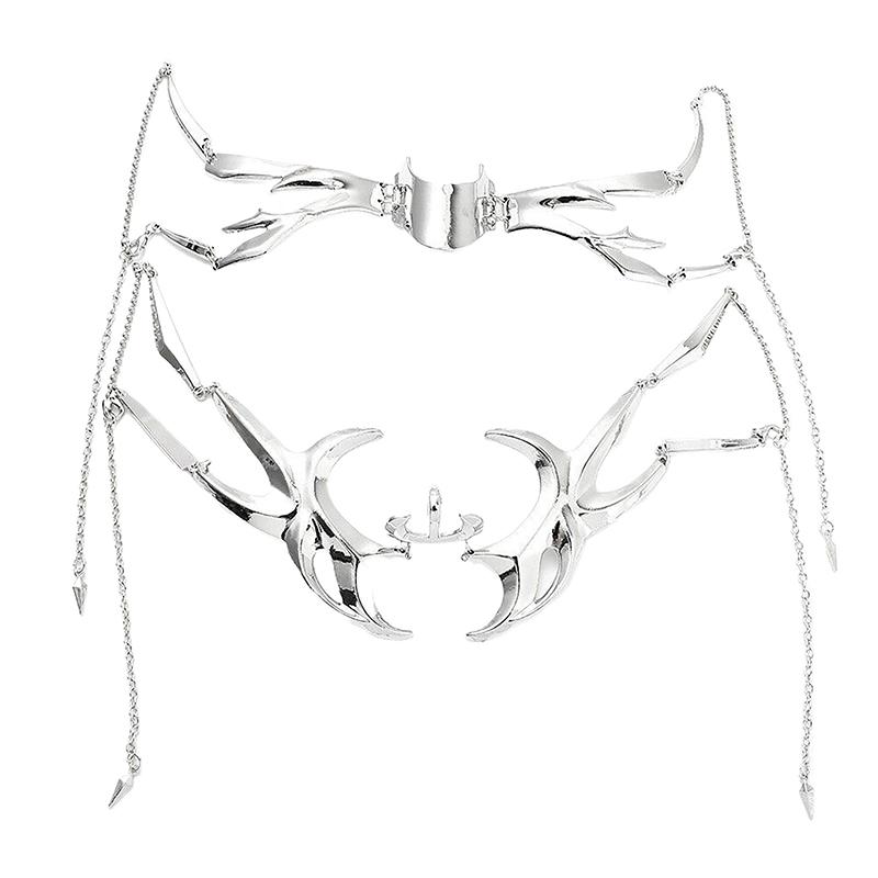 Punk Alien Decent Nose Mechanická Maska Cosplay Chin Gothic Masky Kovová Obličejová Maškarní Párty Doplňky
