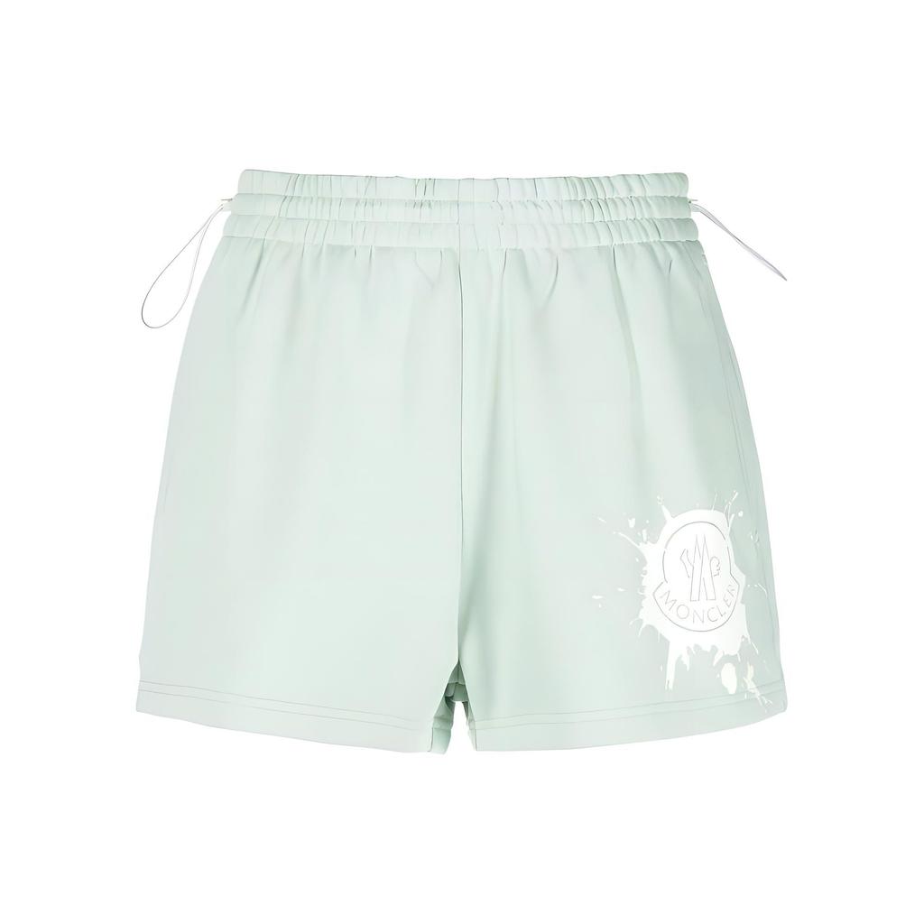 Moncler SS23 Logo Print Elastic Waist Straight Leg Shorts Women shorts Green I10938H00019899TR80B