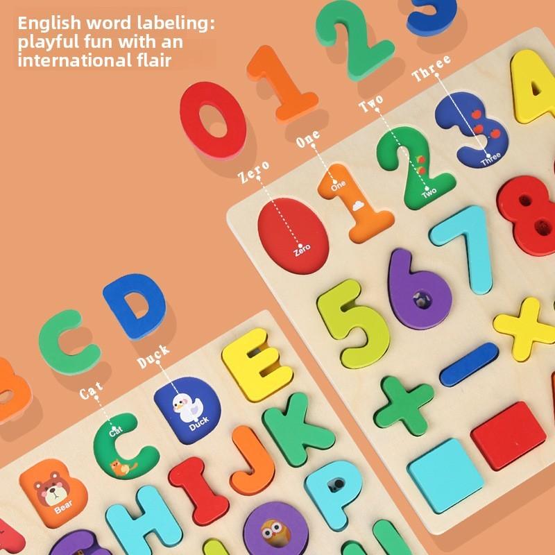 Wooden Alphabet Puzzle Blocks For Kids Educational Toy With Diy Shape Matching For Early Learning