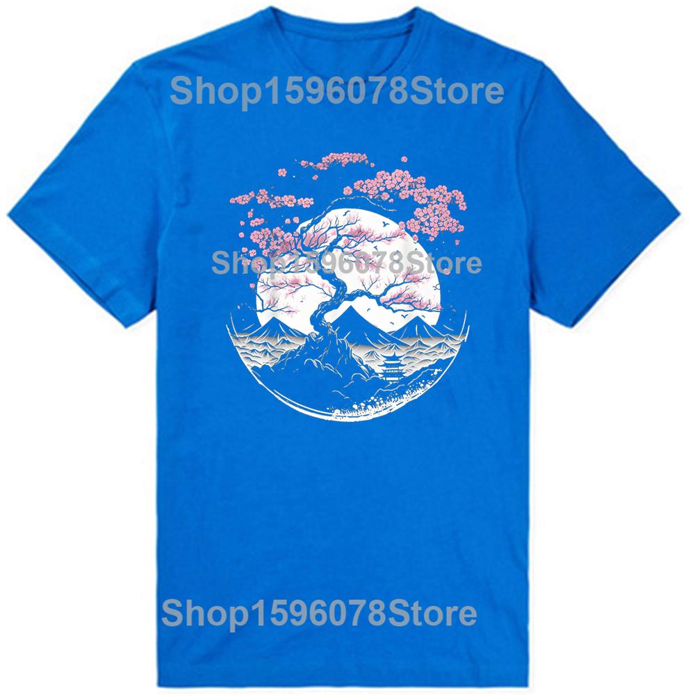 Japanese Cherry Garden Geisha Cherry Blossom Tshirt Women Womens Shortsleeved Round Neck Autumn and Winter Comfort Top