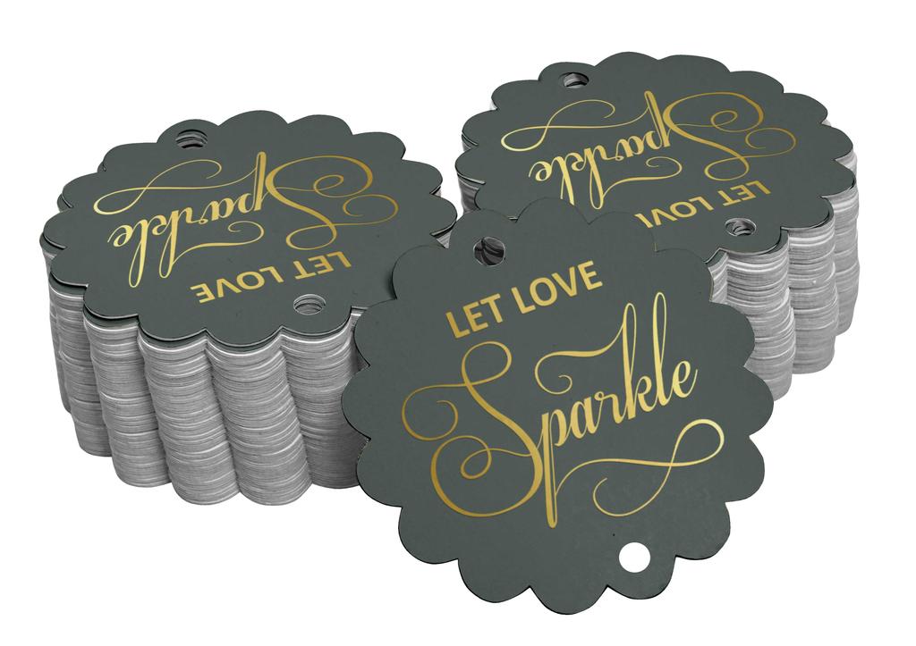 Inkdotpot 100 Pack Let Love Sparkle Wedding Favor Paper Tags Craft Real Gold Foil Hang