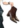 Französischer Retro-Stil spitze dicke Ferse kurze Stiefel Damen 2025 neu vielseitige Mode hohe Ferse elastische dünne Stiefel Reißverschluss hinten