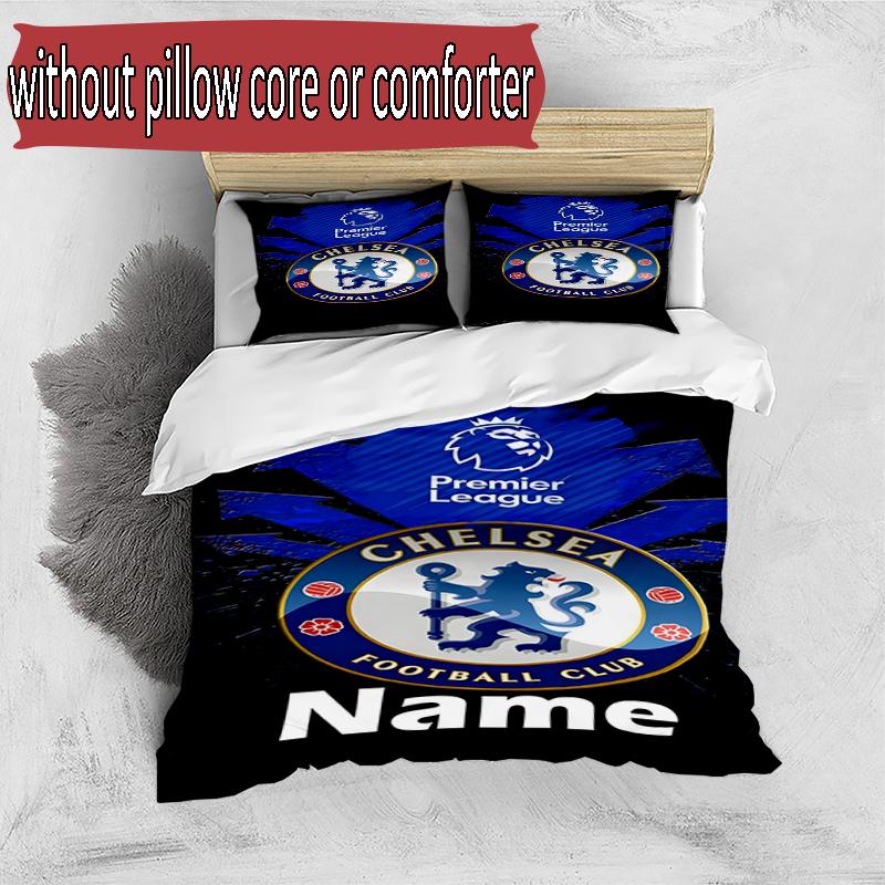3pcs Duvet Cover Set (1*Duvet Cover + 2*Pillowcase, Without Core), Custom Name football club F.C Pattern Bedding Set, Home Bedroom Decor Gift