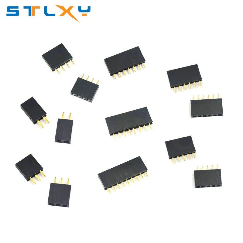 10PCS 2.54mm Single Row Pin Female Pin Header Socket 1*2p 3p 4p 5p 6p 7p 8p 9p 10p 12p 14p 16p 20p 40p Pin Connector