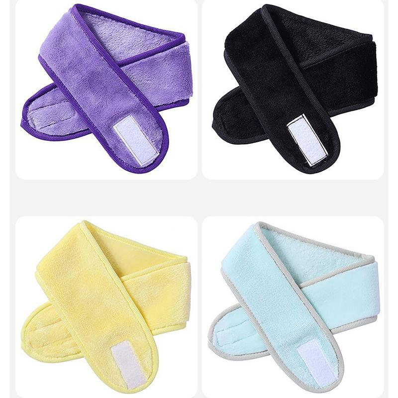 Flannel Headband Double Sided Stretchy Solid Color Head Wrap Hair Bands With Magic Stickers (9 X