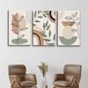 3 pcs Framed Boho Canvas Wall Art Green Sage Botanical Painting Wall Decor Pictures Mid Century Modern Minimalist poster prints for Living Room