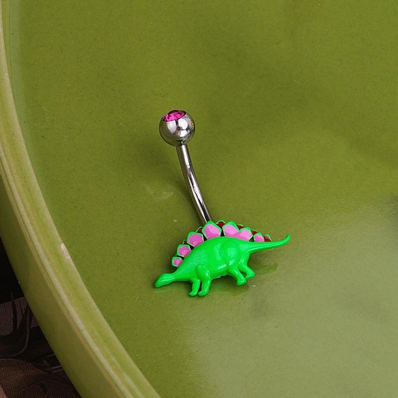 Sweet Dinosaur Navel Ring Zircon Heart Strawberry Belly Button Ring For Women Body Piercing Decor Vacation Leisure Beach Jewelry