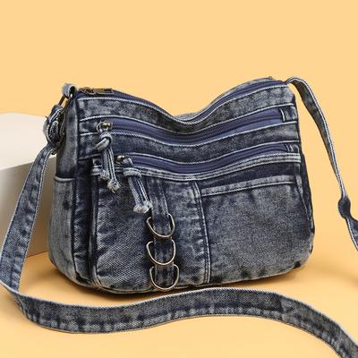 Dżinsowa torba na ramię Damska torba crossbody Wielokomorowa torba dla mamy