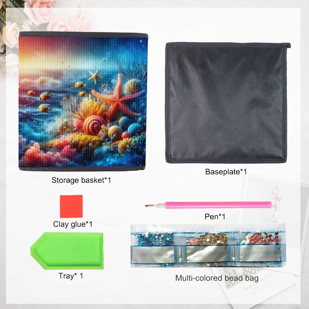Corals and Starfish 5D Diamond Painting Storage Basket Full Round Drill Mosaic Diamond Embroidery Cross Stitch Kits Home Decor Home Decor