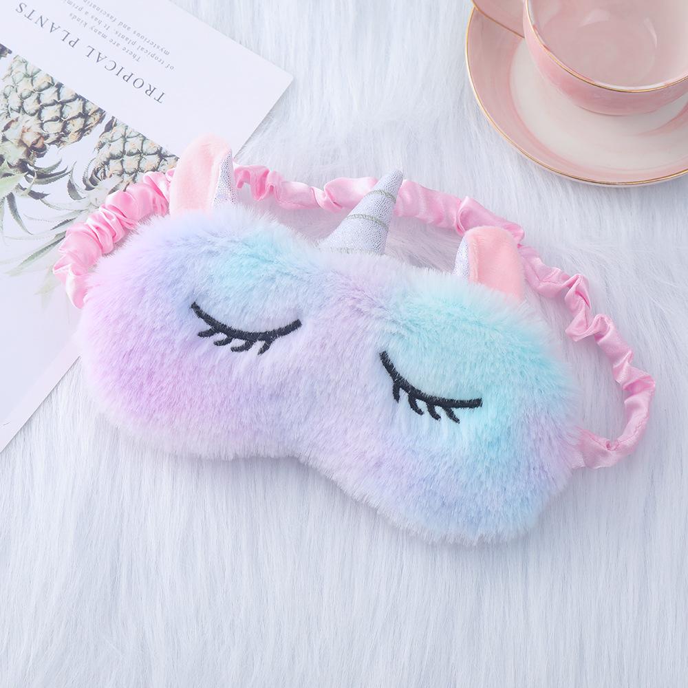 Unicorn Ears Plush Eye Mask with Embroidered Rabbit Design for Sleep Shading