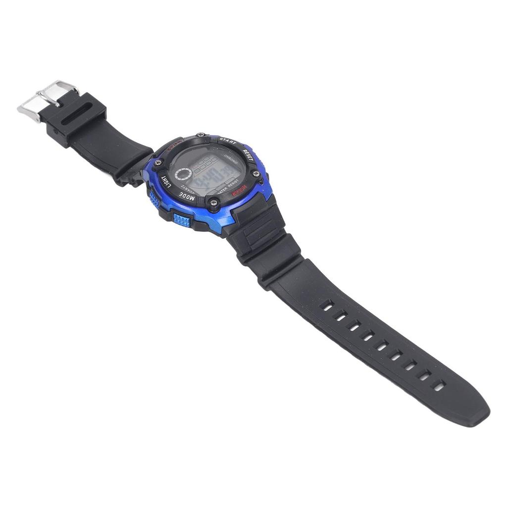 Elektronische Sportuhr, leuchtend, wasserdicht, Gummiband, großes Display, Kinder-Sportuhr, Blau