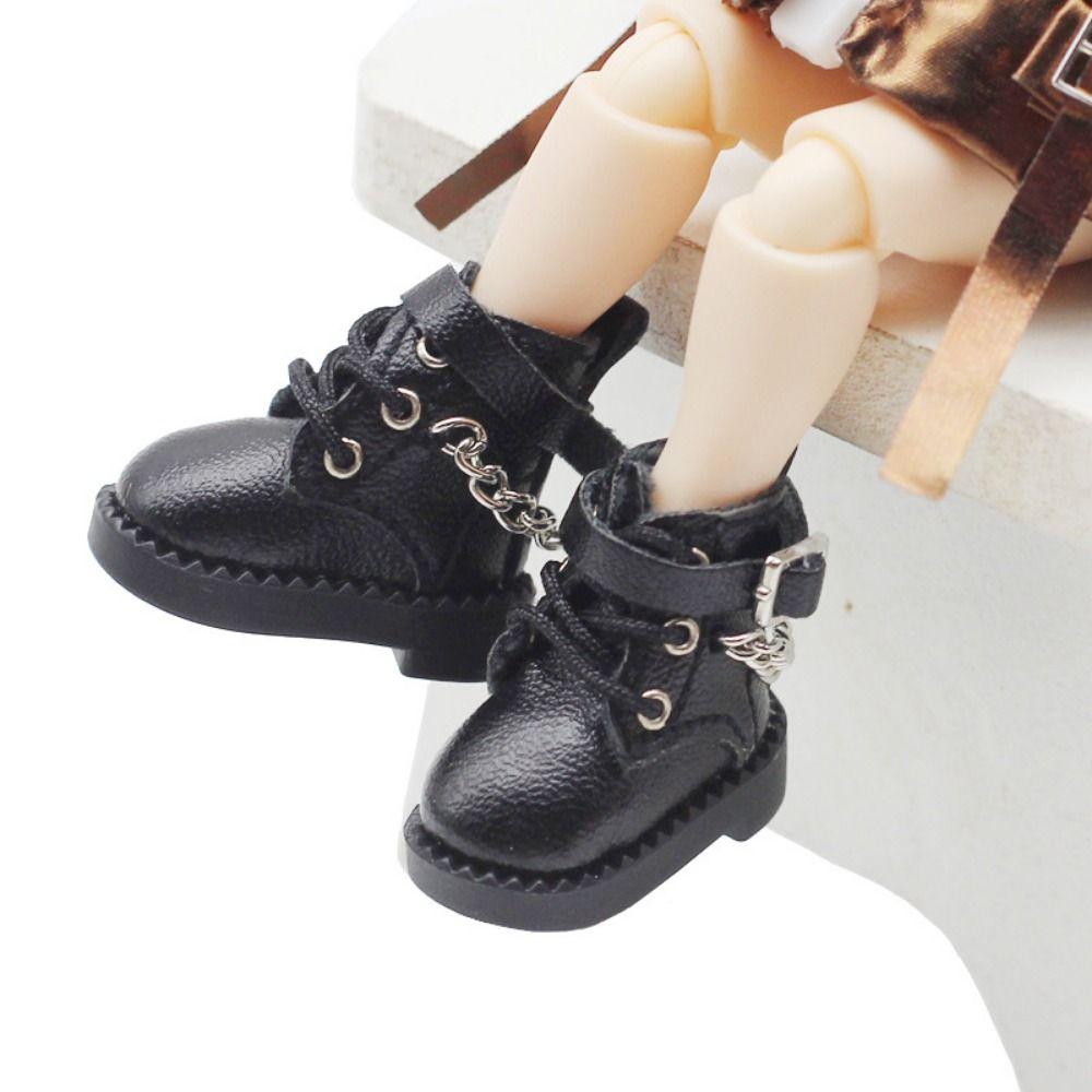 1 Pair Mini OB11 Doll Shoes Chain Boots 1/12 Bjd Doll Shoes Cute Bjd Doll Chain Shoes  Kids Gifts