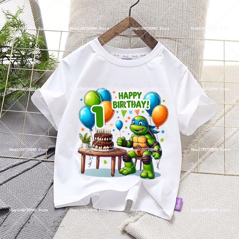 Teenage Mutant Ninja Turtles Cotton T-Shirt Boys Cartoon Anime Number 1-10 Tops Summer Toddler Kawaii Cool Tee Baby Clothes Gift