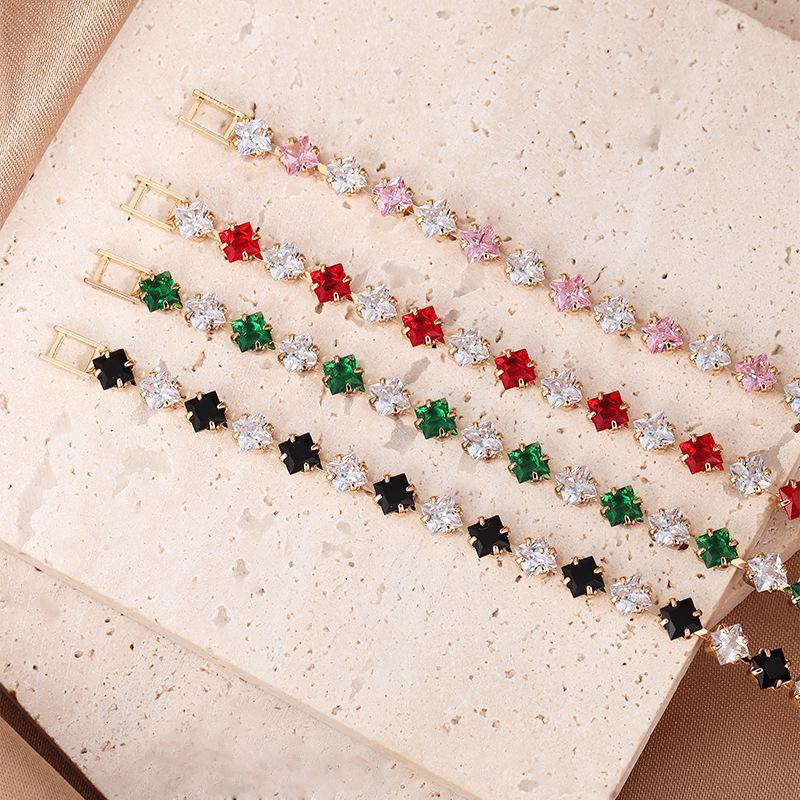 Brățară colorată cu zircon placată cu aur pentru femei - Bijuterii de lux ușor high-end cu cataramă pliabilă