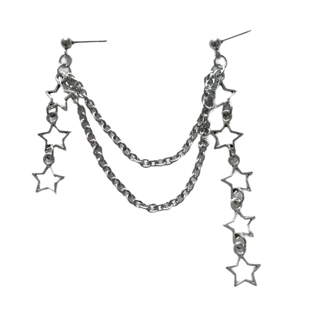 Women Star Tassels Earring Pentagrams Pendant Ear Rings Jewelry Five Pointed Star Earwear Stylish Party Accessory