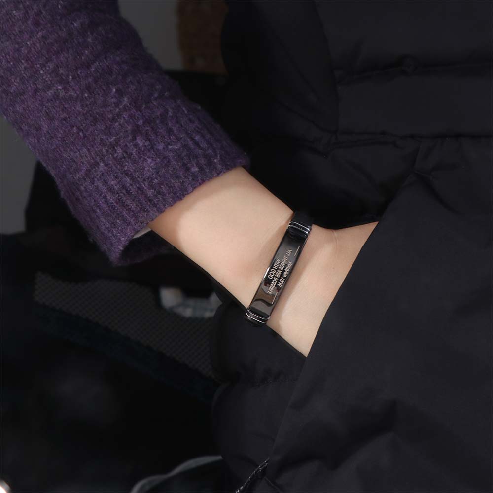 Silicone Material Christian Faith Bracelet Black Stainless Steel Inspirational Bracelet  Church