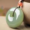 White Jade Color Ping'an Buckle Pendant with Gold Thread Necklace for Men & Women
