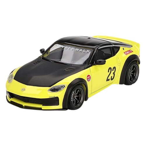 MINI GT 1/64 Nissan Z LBNATION WORKS Ikazuchi Yellow (Left-Hand Drive) Finished Product