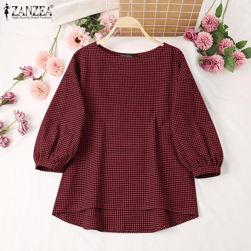 ZANZEA Dámská ležérní halenka s 3/4 rukávem a výstřihem do O